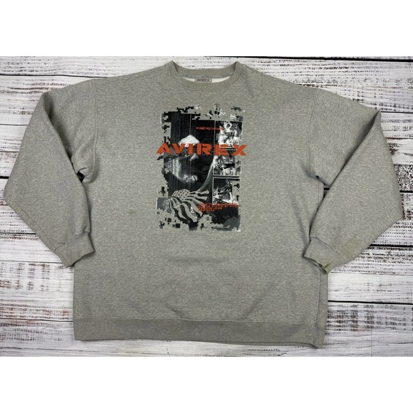 Vtg Y2K Avirex Ground Zero Hand Combat 3rd Rank Crew Neck‎ Sweatshirt Sz 2XL - Picture 1 of 5